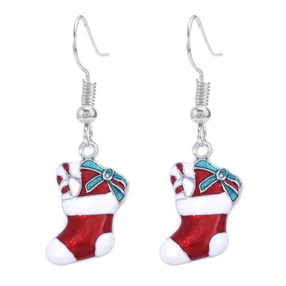 Red Enamel & Silver-Plated Stocking Drop Earrings