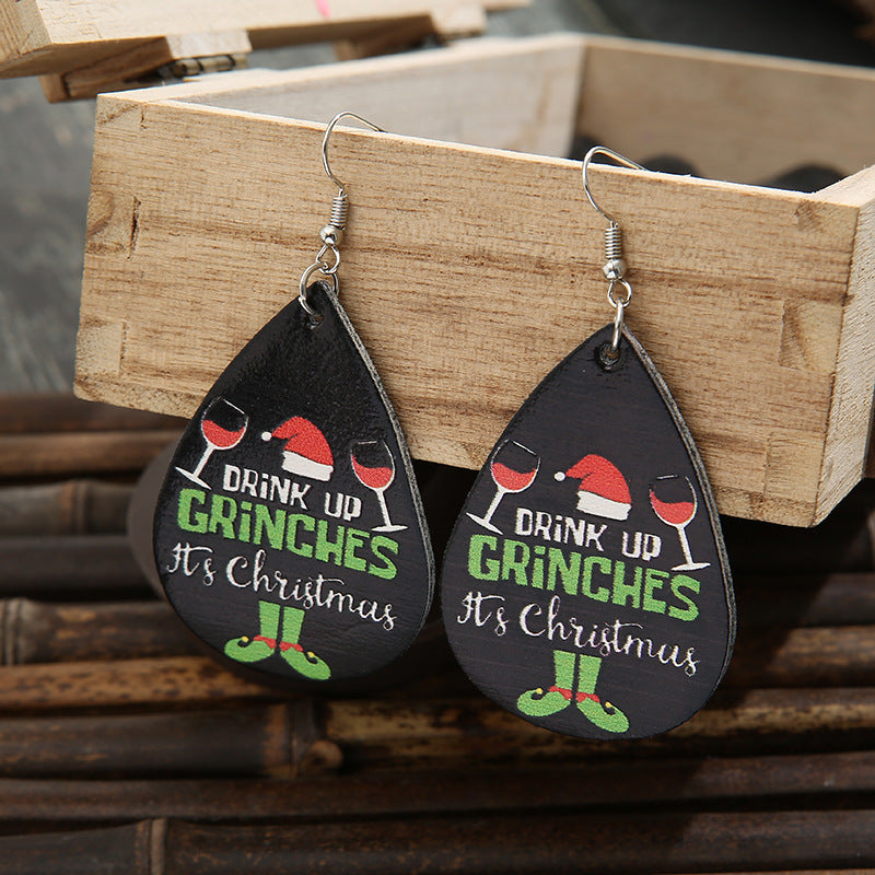 Black and Silver-Plated 'It's Christmas' Drop Earrings, silver drop earrings for women, elegant gift for her, side view