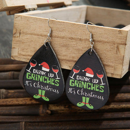 Black and Silver-Plated 'It's Christmas' Drop Earrings, silver drop earrings for women, elegant gift for her, side view