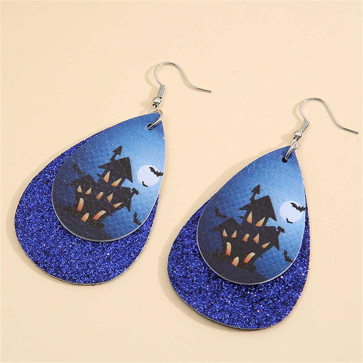 Blue Haunted House Drop Earrings