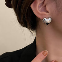 Silver-Plated Heart Stud Earrings