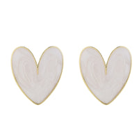 Enamel & 18k Gold-Plated Heart Stud Earrings