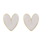 Enamel & 18k Gold-Plated Heart Stud Earrings