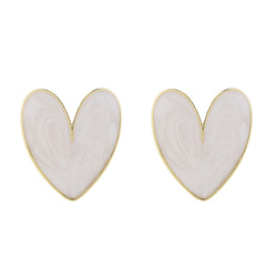 Enamel & 18K Gold-Plated Heart Stud Earrings