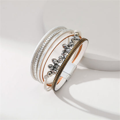 White Cubic Zirconia and Polystyrene Layered Bracelet, bracelet for women, elegant gift for her, lifestyle look
