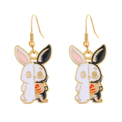 White Enamel & 18K Gold-Plated Rabbit Drop Earrings