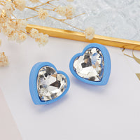 Blue & Crystal Heart Stud Earrings
