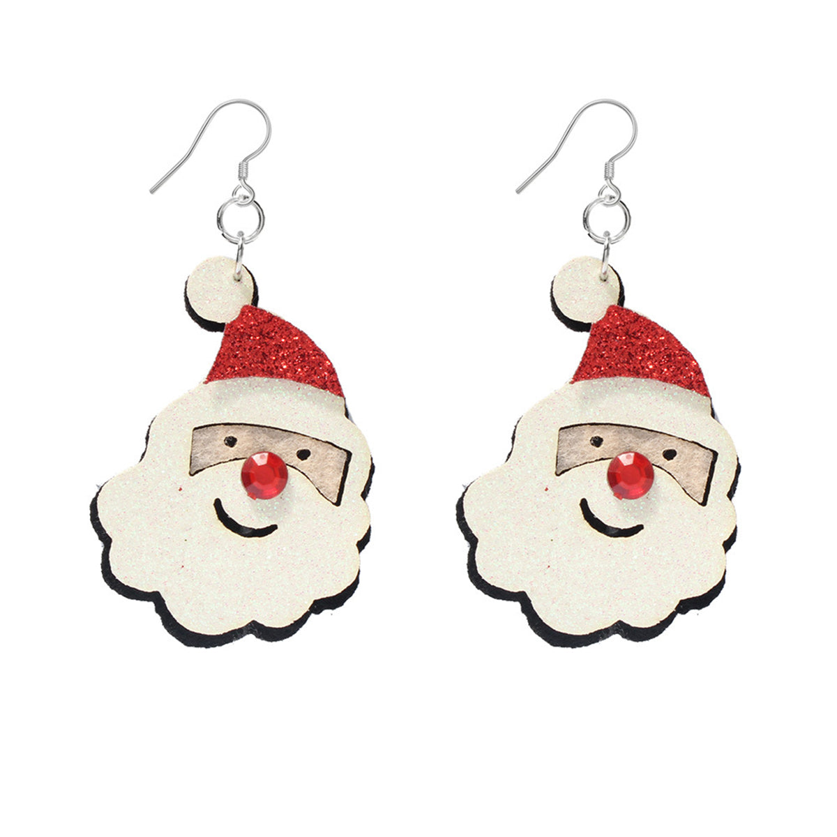 Red & White Glitter Santa Drop Earrings