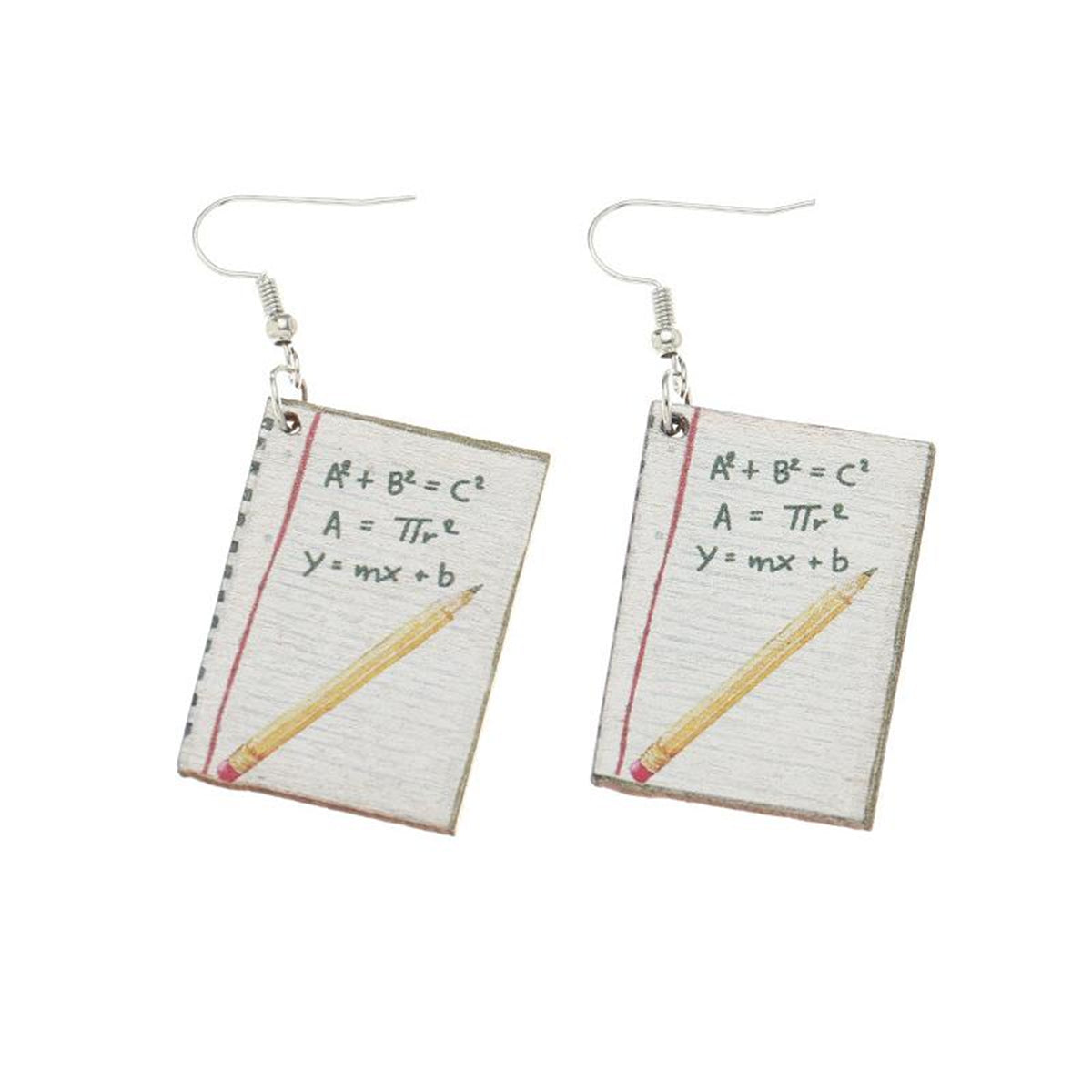 White Wood and Silver-Plated Book Drop Earrings, silver drop earrings for women, dainty minimalist design, styled look