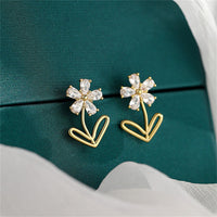 Crystal & 18k Gold-Plated Flower Stud Earrings