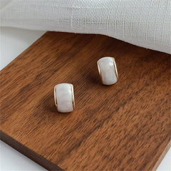 Beige Enamel & 18K Gold-Plated Curved Stud Earrings