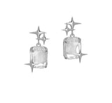 Crystal & Silver-Plated Star Cluster Drop Earrings