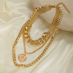 Beautifully crafted 18K gold-plated curb chain necklace with a unique coin charm, a must-have accessory for any fashion lover.