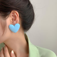 Purple Acrylic Heart Stud Earrings