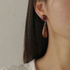 Brown Resin & 18K Gold-Plated Drop Earrings