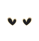 Black Enamel & 18k Gold-Plated Heart Stud Earrings