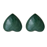 Green Enamel & 18k Gold-Plated Upside-Down Heart Stud Earrings