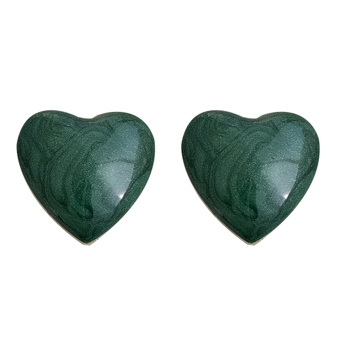 Green Enamel & 18K Gold-Plated Heart Stud Earrings