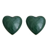 Green Enamel & 18k Gold-Plated Heart Stud Earrings