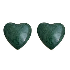 Green Enamel & 18K Gold-Plated Heart Stud Earrings