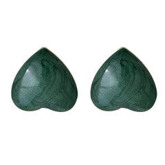 Green Enamel & 18K Gold-Plated Upside-Down Heart Stud Earrings