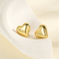 18k Gold-Plated Heart Stud Earrings