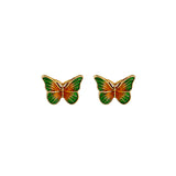 Green Enamel & 18k Gold-Plated Butterfly Stud Earrings