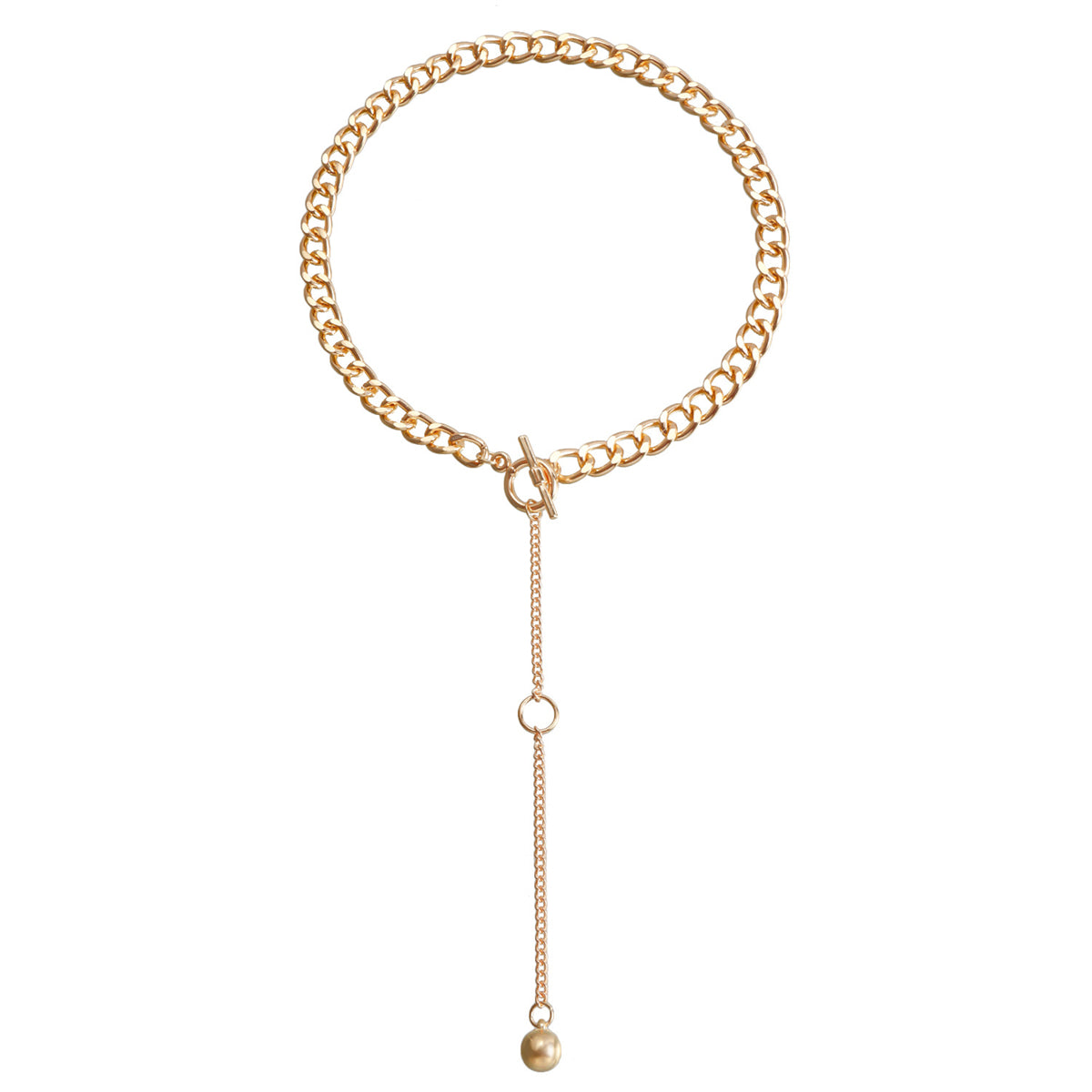18K Gold-Plated Chain Drop Necklace, gold pendant necklace for women, everyday style, styled look