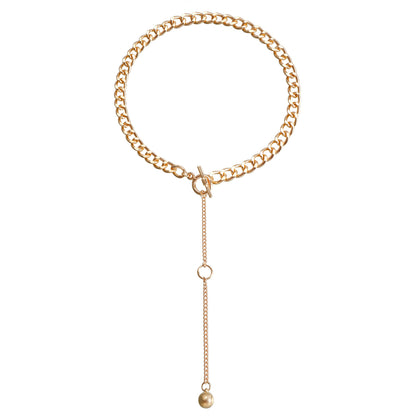 18K Gold-Plated Chain Drop Necklace, gold pendant necklace for women, everyday style, styled look