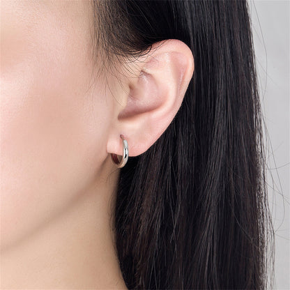 Silver-Plated Ring Huggie Earrings, silver huggie earrings, elegant gift for her, lifestyle look
