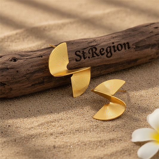 18K Gold-Plated 3D Spinning Stud Earrings - Street Region