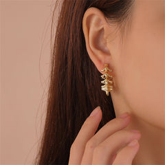 Chic 18K gold-plated hoop earrings with graceful leaf embellishments, perfect for enhancing your jewelry collection.