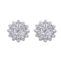 Crystal & Silver-Plated Flower Stud Earrings