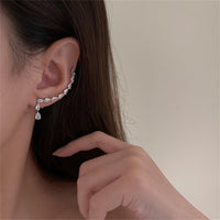 Crystal & Silver-Plated Pear-Cut Ear Climber
