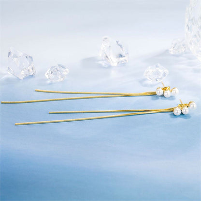 Pearl and 18K Gold-Plated Tassel Ear Jackets, gold drop earrings for women, dainty minimalist design, lifestyle look