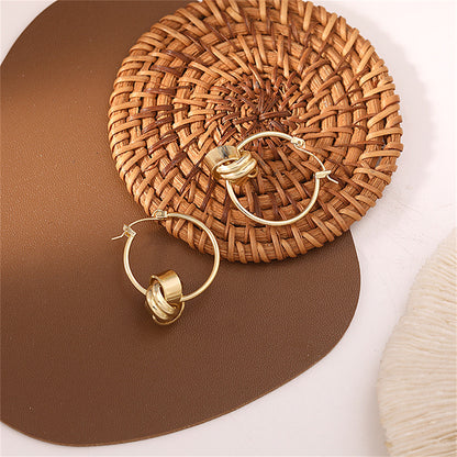 18K Gold-Plated Knot Huggie Earrings, gold huggie earrings, botanical inspired, styled look