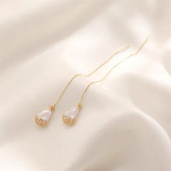 Crystal & 18K Gold-Plated Floral Threader Earrings