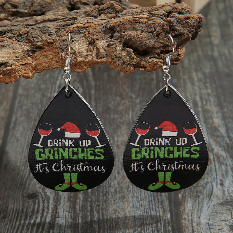 Black & Silver-Plated 'It's Christmas' Drop Earrings