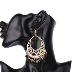 Black Turquoise & 18K Gold-Plated Openwork Drop Earrings