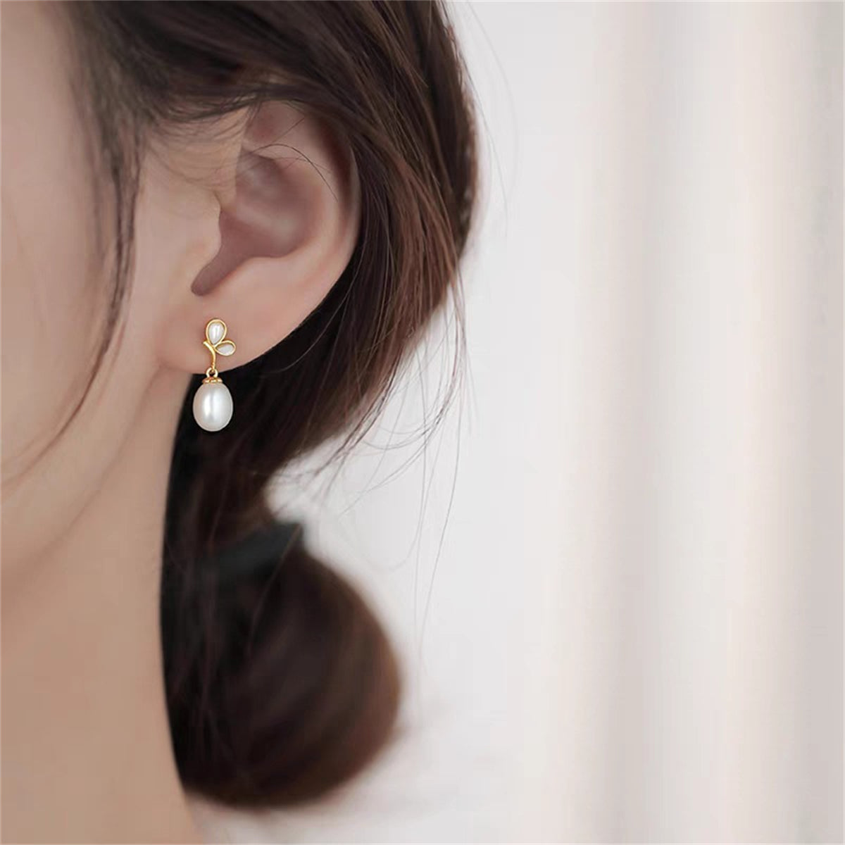 White Cat's Eye & Pearl 18K Gold-Plated Butterfly Drop Earrings
