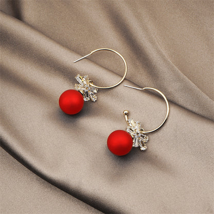 Red Resin and Clear Crystal Bow Drop Earrings, drop earrings for women, vintage-inspired design, side view