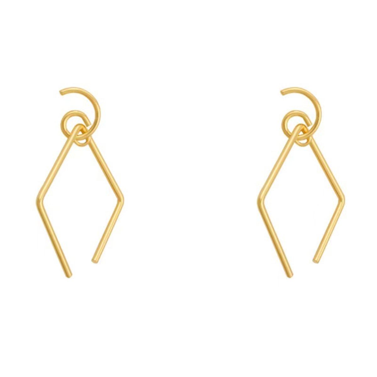 18K Gold-Plated Open-Rhombus Drop Earrings