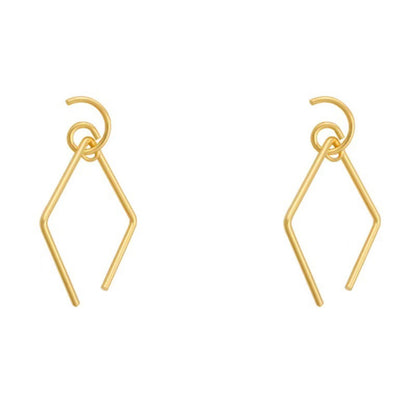 18K Gold-Plated Open-Rhombus Drop Earrings