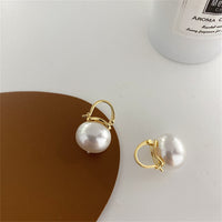 Pearl & 18k Gold-Plated Huggie Earrings