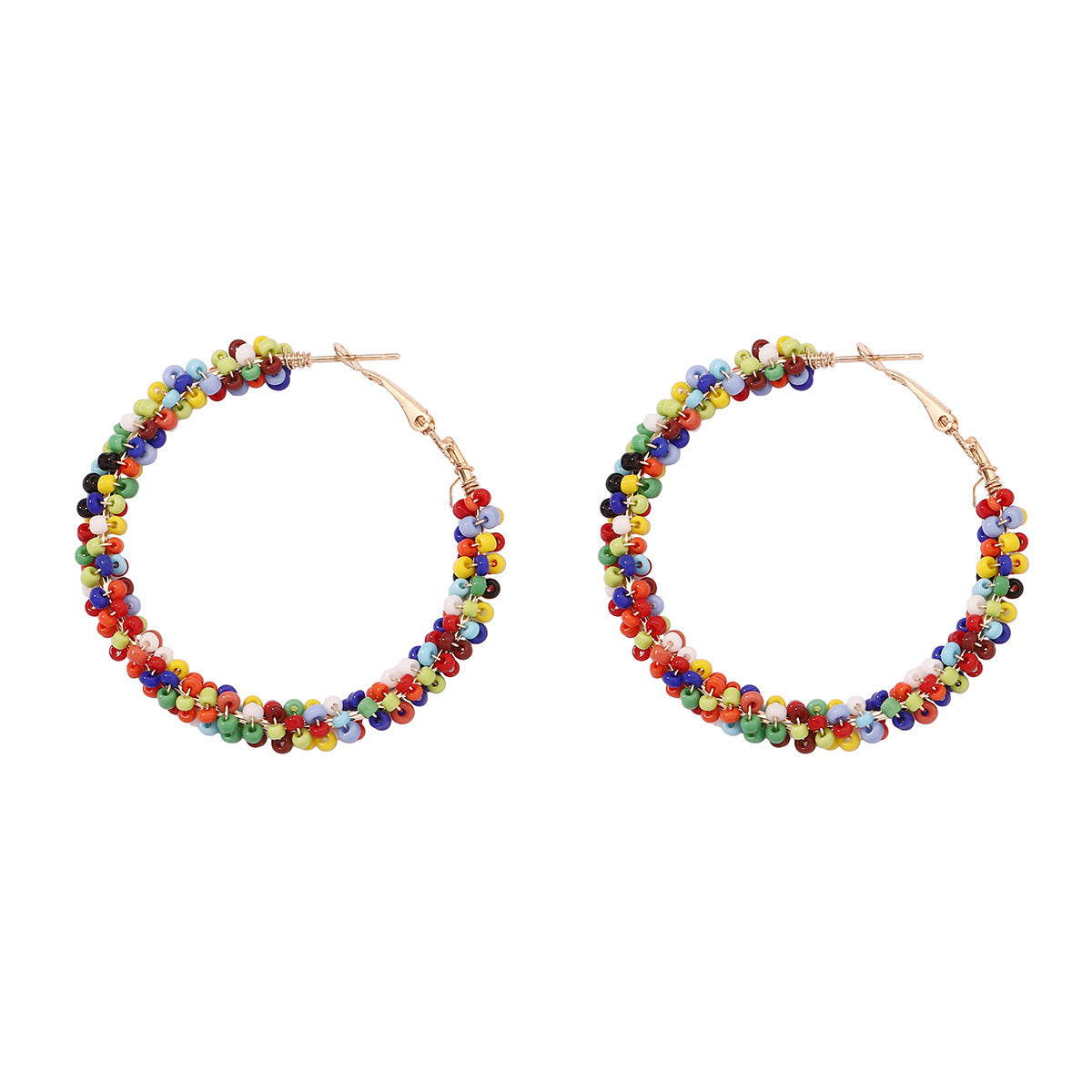 Vibrant Howlite and 18K Gold-Plated Beaded Hoop Earrings, everyday style, side view