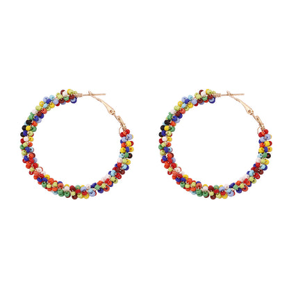 Vibrant Howlite and 18K Gold-Plated Beaded Hoop Earrings, everyday style, side view