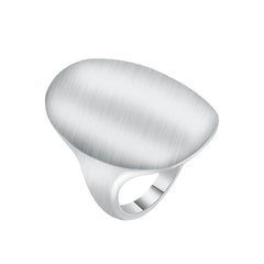 Silver-Plated Frosted Oval Band Ring