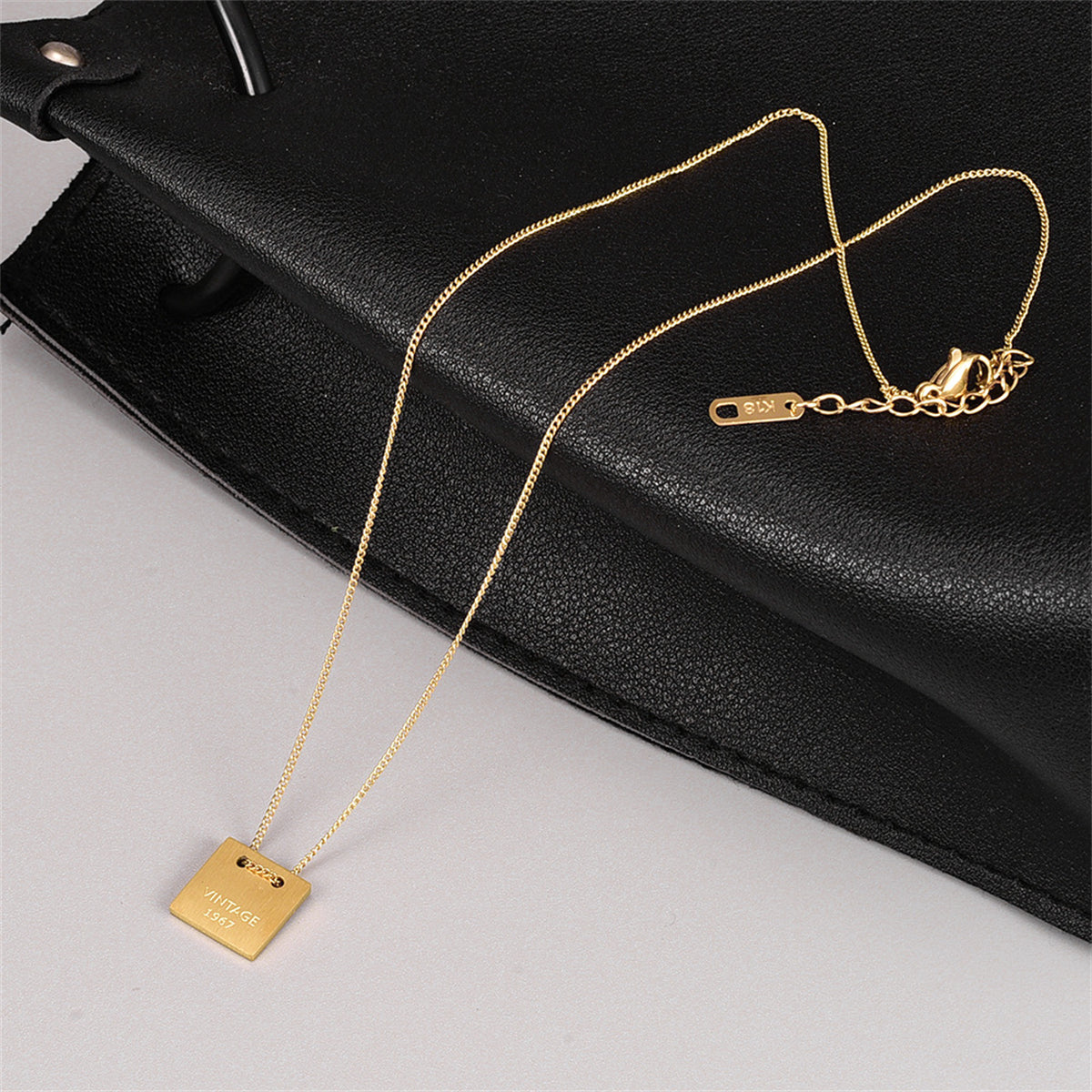18K Gold-Plated Dog Tag Pendant Necklace, gold pendant necklace for women, dainty minimalist design, styled look