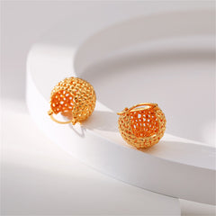 Dazzling 18K gold-plated huggie earrings with a modern basket design, a must-have accessory for every jewelry lover.