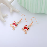 Red & 18k Gold-Palted Santa's Sled Drop Earring